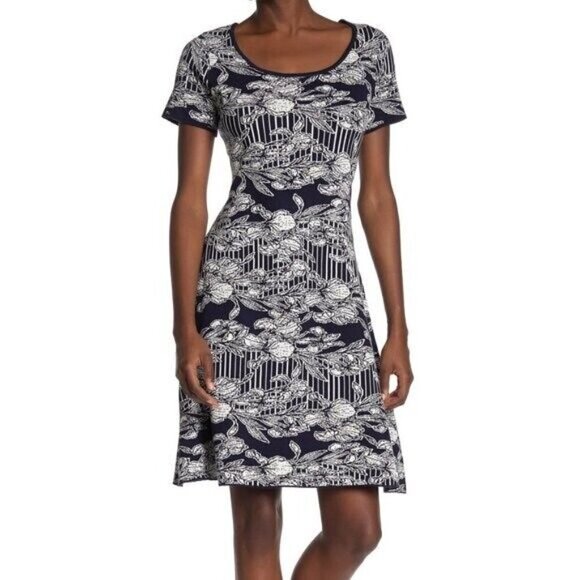 Robbie Bee Short Sleeve Sheath Dress Academia Career Boss Church Boho Floral S - Picture 1 of 7